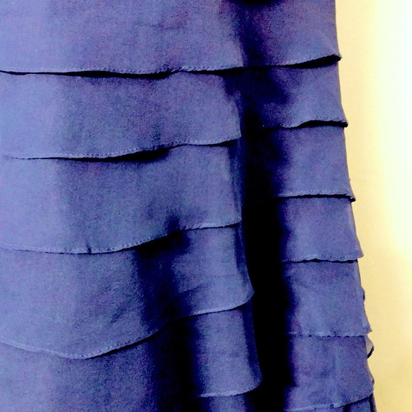 CM Couture Women’s Elegant Navy Blue Silk Tiered Trumpet Maxi Gown Dress Size 6 - Picture 5 of 9